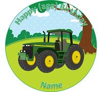 7.5 inch circle tractor cake topper printed edible icing