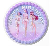 7.5 Inch Edible Cake Topper - Popular Kpop Girls Demon Cute Edible Cake Decorations Round Hunters