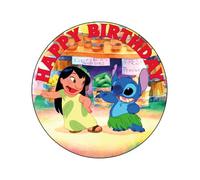 7.5 Inch Lilo Kids Fun Cake Topper - Round Edible Birthday Cake Decorations, Happy Birthday Cake