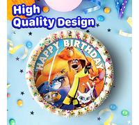 7.5 Inch Paws of Fury Cake Topper - Round Edible Birthday Cake Decorations, Happy Birthday Cake