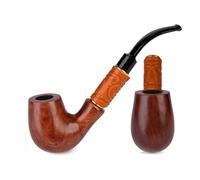 7.5'' Long Pear Wood Tobacco Smoking Pipe (19cm) for 9mm Filter. Velvet pouch gift, Only for Tobacco Use