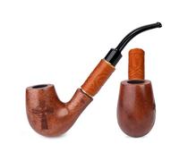 7.5'' Long Pear Wood Tobacco Smoking Pipe with engraving Celtic Cross - (19cm) for 9mm Filter. Velvet pouch gift, Only for Tobacco Use