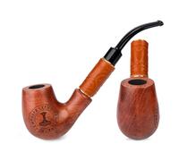 7.5'' Long Pear Wood Tobacco Smoking Pipe with engraving Mjolnir - Thor's Hammer - (19cm) for 9mm Filter. Velvet pouch gift, Only for Tobacco Use