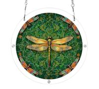 7.5'' puzzle suncatcher, Dragonfly Mandala Green Pattern