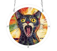7.5'' puzzle suncatcher kit, Colorful screaming cat illustration