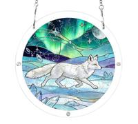 7.5'' suncatcher craft kit, Aurora Arctic White Fox Stained Glass