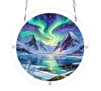 7.5'' suncatcher craft kit, Aurora Mountain Lake Landscape Stained Glass