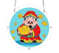 7.5'' suncatcher craft kit, Chinese God wealth rich blue