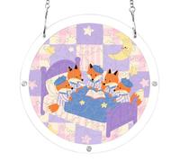 7.5'' suncatcher craft kit, purple plaid cartoon Fox Pajama Party