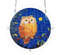 7.5'' suncatcher jigsaw puzzles, Owl sitting on the branch at night