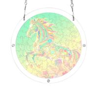 7.5'' suncatcher puzzle kit, Magical Glitter Rainbow Horse Fantasy