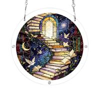 7.5'' suncatcher puzzles, Ladder To Moon Library Stained Glass