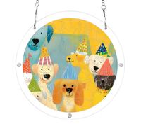 7.5'' suncatcher stained glass, dogs family party cartoon cute