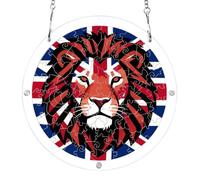 7.5'' suncatchers for windows, Union Jack Flag Lion Head Art