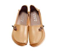 7.5 Women's Loafers & Moccasins Comfort Walking Cute Flat Loafer Soft Cowhide Leather Loafer Flat Shoes Slip-Ons Ladies Loafers Cowhide Mother's Shoes B0/Khaki