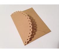 7.5 x 5.5cm 12 Pack Evelopes Scalloped Edge Craft Wedding Home Made Plain Brown