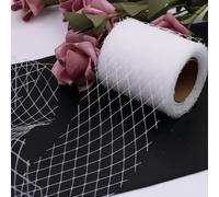 7.5CM*25 Yard White Veil Net Mesh,Polyester Birdcage Bridal Mesh Fabric for Wedding Decoration,Hat Decorating