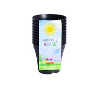 - 7.5cm Gloss Black - Pack of 10 Premium Plastic Plant Pots - Reusable Flower Pots for Indoor/Outdoor Home Décor Gardening - Round, Heavy Duty, UV