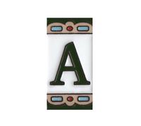 7.5cm x 3.7cm Hand-painted Black Olive Green Ceramic Spanish Number, Letter Tile & Frames (A)