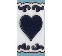 7.5cm x 3.7cm Medelo-02 Spanish Hand-Painted Ceramic House Numbers Letters Symbols Tiles and Filigree Frames (Heart)