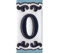 7.5cm x 3.7cm Medelo-02 Spanish Hand-Painted Ceramic House Numbers Letters Symbols Tiles and Filigree Frames (Number 0)