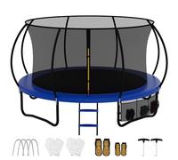 7.5ft/10ft/12ft/14ft Outdoor Trampoline with Safety Enclosure Net Non-Slip Ladder & Shoe Storage for Kids & Adults - Perfect for Exercise & Fitness Fun