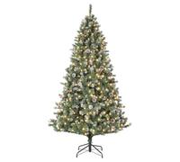 7.5FT/2.3M Artificial Christmas Tree Xmas Realistic Green Metal Leg | 7.5FT/2.3M artificial Xmas tree: realistic green, PVC metal branches, hinged auto-open, sturdy metal leg, 3-section assembly