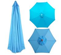 7.5Ft 8.9Ft 9.8Ft Replacement Patio Umbrella Top Canopy for 6/8 Ribs, Outdoor Parasol Sunshade Cover, Round Umbrella Cloth for Market Pool, Fade Resistant(Lake blue,8 Ribs 350cm)