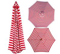 7.5Ft 8.9Ft 9.8Ft Replacement Patio Umbrella Top Canopy for 6/8 Ribs, Outdoor Parasol Sunshade Cover, Round Umbrella Cloth for Market Pool, Fade Resistant(Red and white,6 Ribs 200cm)