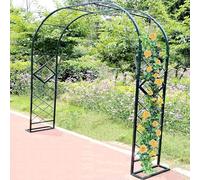 7.5FT 8.9FT Outdoor Steel Garden Arbor Dark Green Trellis Arch for Climbing Plants Sturdy Arbour with Bases Perfect for Weddings & Outdoor Decor 300x270CM