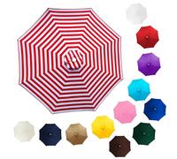 7.5ft/8ft/9ft/10ft/11ft Outdoor Umbrella Replacement Canopy 6/8 Ribs Cantilever Umbrella Replacement Cloth Cover UV Protection Waterproof, for Garden Market Beach(Striped red,(6Rib)270cm)