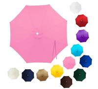 7.5ft/8ft/9ft/10ft/11ft Outdoor Umbrella Replacement Canopy 6/8 Ribs Cantilever Umbrella Replacement Cloth Cover UV Protection Waterproof, for Garden Market Beach(Light red,(6Rib)300cm)