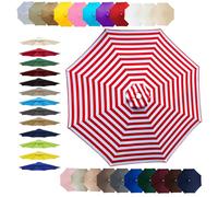 7.5ft 8ft 9ft 10ft 11ft Patio Table Umbrella Replacement Cloth, 6/8 Ribs Replacement Parasol Canopy, Water Resistant UV-Block Vented Design, for Backyard Garden Beach(Striped red,(8Rib)400cm)