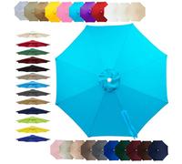 7.5ft 8ft 9ft 10ft 11ft Patio Table Umbrella Replacement Cloth, 6/8 Ribs Replacement Parasol Canopy, Water Resistant UV-Block Vented Design, for Backyard Garden Beach(Sky blue,(6Rib)215cm)