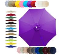 7.5ft 8ft 9ft 10ft 11ft Patio Table Umbrella Replacement Cloth, 6/8 Ribs Replacement Parasol Canopy, Water Resistant UV-Block Vented Design, for Backyard Garden Beach(Purple,(6Rib)215cm)