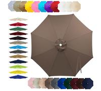 7.5ft 8ft 9ft 10ft 11ft Patio Table Umbrella Replacement Cloth, 6/8 Ribs Replacement Parasol Canopy, Water Resistant UV-Block Vented Design, for Backyard Garden Beach(Light brown,(6Rib)250cm)