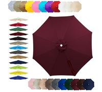 7.5ft 8ft 9ft 10ft 11ft Patio Table Umbrella Replacement Cloth, 6/8 Ribs Replacement Parasol Canopy, Water Resistant UV-Block Vented Design, for Backyard Garden Beach(Burgundy,(8Rib)200cm)