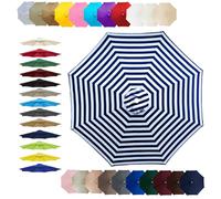 7.5ft 8ft 9ft 10ft 11ft Patio Table Umbrella Replacement Cloth, 6/8 Ribs Replacement Parasol Canopy, Water Resistant UV-Block Vented Design, for Backyard Garden Beach(Striped blue,(6Rib)250cm)