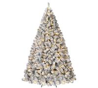 7.5Ft Artificial Christmas Tree, Snow-Kissed Ambiance with 450 Lights | Pre-lit Artificial Christmas Tree with 1050 Snowy White PVC Branches, Metal Hinges, Foldable Stand, on/Off Foot Pedal