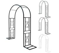 7.5ft Metal Garden Arch Pergola Trellis - Sturdy Black Rose Arch for Climbing Plants, Outdoor Backyard Entrance Decoration, Adjustable Width 4.6-11.2ft, Support