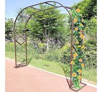 7.5FT Outdoor Steel Garden Arbor Bronze Trellis Arch for Climbing Plants Durable Pergola Archway with Bases Perfect for Weddings & Outdoor Decor (Size: 140x230CM)