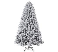 7.5FT Snow Flocked Christmas Tree, Artificial Christmas Tree, 1284 Lush Branch Tips & Metal Foldable Stand, Easy Assembly, for Home Party Holiday Christmas Décor