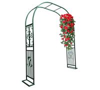 7.5ft Steel Garden ArchMetal Pergola for Climbing Plants Wedding Arbor Outdoor Trellis Floral Decoration Durable Black & White Design for Parties & Events