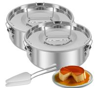 7.5inch Flan Mold for Fast Pot 6QT to 8QT, 304 Stainless Steel Flan Pan Mold with Lid Handle, 1.5QT Round Baking Pan, Cake Baking Maker for Cake Pudding Cheesecake Crepe (2PCS)