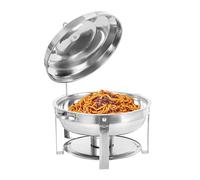 7.5L Round Chafing Dish, Stainless Steel Chafing Dishes Buffet Set with Lid, Large Capacity Reinforced Handles, Food Warmer Container for Hotels Cafeterias Weddings, Silver