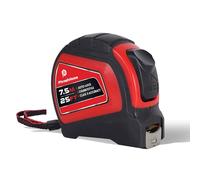 7.5m 25ft Tape Measure, Auto-Lock, Extra Wide 25mm Blade, Metal Belt Clip