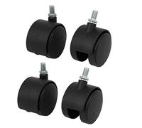 7.5mm Threaded Stem Dual Wheel Swivel Casters - 4pcs Black Plate Casters for Smooth Mobility Heavy-Duty Furniture Wheels Ideal for Office Chairs & Equipment