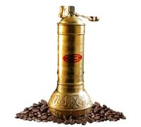 7.6" Handmade Manual Brass Coffee Mill Grinder Sozen, Portable Stainless Steel Conical Burr Coffee Mill, Portable Hand Crank Turkish Coffee Grinder, Sozen Coffee Grinder