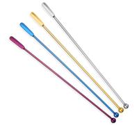 7.6 Inches Stainless Steel Coffee Stirrers, 4 Pcs Metal Reusable Cocktail Stirrers with Small Rectangular Paddles for Coffee Cocktail Chocolate Milk Juices (Gold, Silver, Blue and Purple)