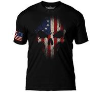 7.62 Design Betsy Ross Flag Skull Men's T-Shirt Black - Black - XL